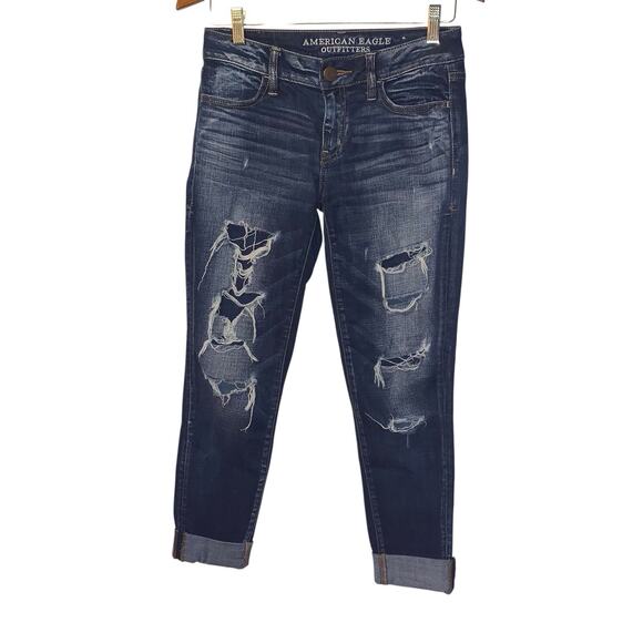 American Eagle Jeans Womans 0 Jegging Ankle Super Stretch Denim Distressed - Picture 4 of 11